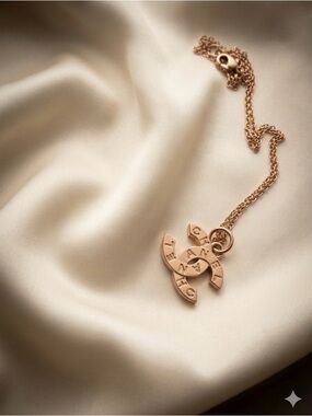 Vintage Rose Gold Chain Necklace with Interlocking CC Pendant repurposed l